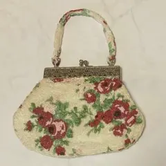 美品✨可愛い　昭和アンティーク がま口 総ビーズバック　パーティ