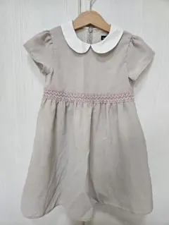 べべ BeBe 襟付き ベージュ 半袖 ワンピース 110