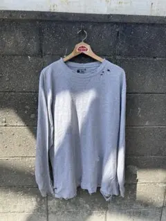 レイヤード　ダメージ　カーハート　ロンT BORO 袖プリ　春物