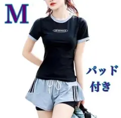 M ２点セット水着レディース 半袖ラッシュガード フィットネス ショートパンツ
