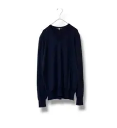 ユニクロ　エクストラファインメリノVネックセーター ネイビー　XL ウール　長袖