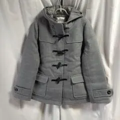 グレー ダッフルコート フード付き
