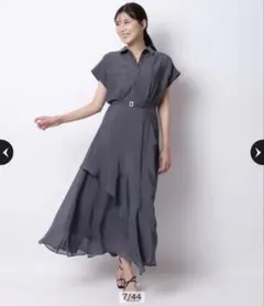 アプワイザーリッシェ 5分袖カシュクールラッフルシャツワンピース