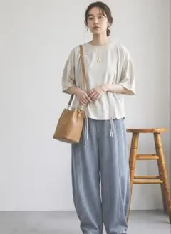 niko and… ベージュ系 ゆるT ドローストリング バルーンスリーブ M