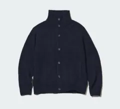 UNIQLO スフレヤーンスタンドカラーカーディガン ネイビーのサムネイル