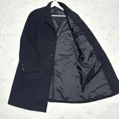 美品　希少サイズ3L 2XL ビサルノ カシミヤ混チェスターコート ネイビー　紺