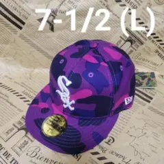紫 7-1/2 BAPE X MLB X NEW ERA WHITE SOX