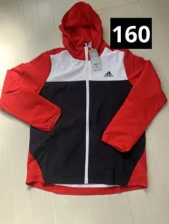 アディダスadidas ウインドブレーカー　赤/白/黒 160センチ　フーディ