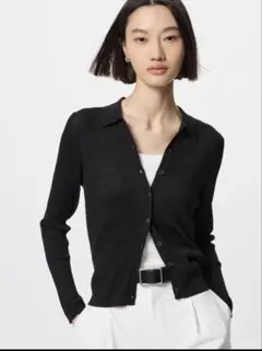 ユニクロ　リブポロカーディガン