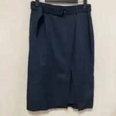 LAUTREAMONT ラップデザインスカート ベルト付き ネイビー M