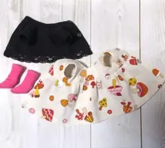 ベッツィーキノコ柄ジャンスカ、半袖黒Tシャツ他の3点セット