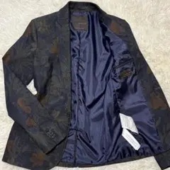 ZARA ザラ ブラックタグ テーラードジャケット ストレッチ ボタニカル柄