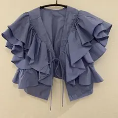 KBF マルチwayクロップドフリルブラウス ブルー系