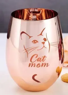 【新品未使用】ねこデザイン ローズゴールドグラス