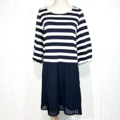 美品 アナトリエ ドッキングワンピース ストライプ プリーツ 38 Mサイズ