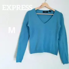 匿名配送✨EXPRESS 【M】水色 Vネック セーター 長袖 冬服のサムネイル