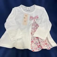 新品 SIMPLE FREE 花柄リボン長袖トップス 95cm