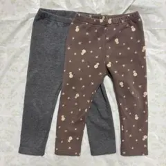 ユニクロ　UNIQLO フリースレギンス　90センチ2枚セット　グレー　雪だるま