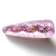 レジンヘアクリップ　ヘアピン hairclip 髪留め　紫レース