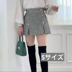 GRL♡インパン裏地付き千鳥柄ツイードスリット台形ミニスカ—ト[gm523]