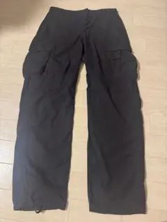 ブラック カーゴパンツ サイドポケット付き　古着