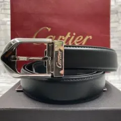 カルティエ ベルト アルディロン ロゴループ Cエンブレム レザー ブラック