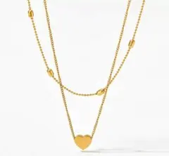 ゴールド 2連 ネックレス シンプルネックレス ハート 可愛い 華奢