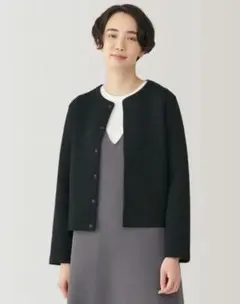 MUJI 二重編みスウェットカーディガン S 黒