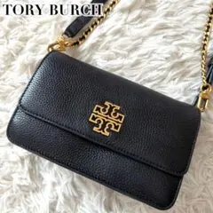 極美品】トリーバーチ ショルダーバッグ レザー 肩掛け 黒 デカロゴ
