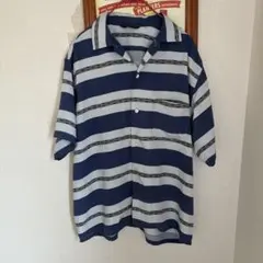 希少　OLD APE 半袖 ストライプシャツ ネイビー×グレーのサムネイル