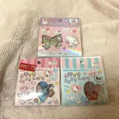 サンリオ　おはじきシール　クリスタルシール　キティ　マイメロディ　クロミ　シナモ