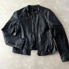 美品☆リューグーレザーズ シングルライダースジャケット 羊革 M〜L ブラック