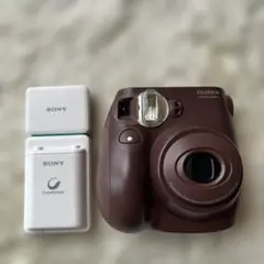 動作未確認 チェキ instax mini 7S チョコ SONY 充電器セット