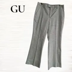 GU/フレアパンツ/スラックス/グレー/Ｌ/センタープレス/ストレッチ/km44