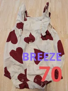 BREEZE ノースリーブハート柄フリルロンパース 70cm 女の子ベビー 夏