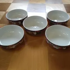 陶器製花柄ボウル5個セット