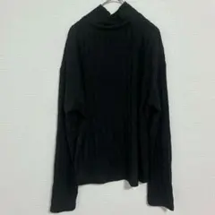 【Lサイズ】黒タートルネック長袖カットソー ブラック 秋服