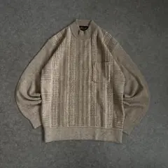vintage ニットセーター ハイネック ライトベージュ ノームコア 毛75%