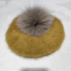 日本製【 CA4LA】✦ カシラ アンゴラ70%混 フォックス ファー ベレー