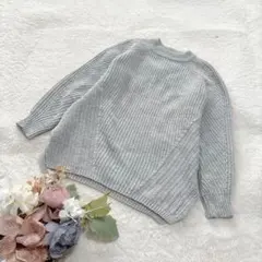 【ジーユー】GU リブ編みニット セーター 長袖 グレー M ●