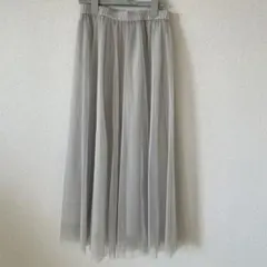 GU グレー フレアロングチュールスカート M