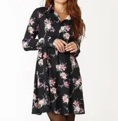 美品 リエンダ フラワー シャツワンピース