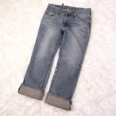 デニムパンツ ストレート ロールアップ加工 ブルー 28インチ
