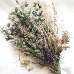 秋の恵み✿山萩と葛の花とふわふわススキのドライフラワースワッグ✿③