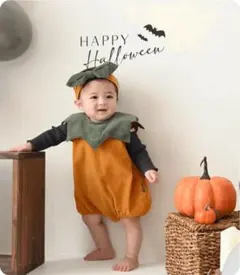 PUPPAPUPO ハロウィーン パンプキン ロンパース ヘアバンドセット