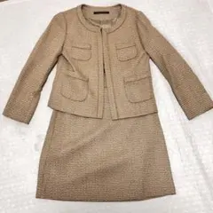 グリーンレーベルリラクシング ツイード ノーカラー ジャケット セットアップ