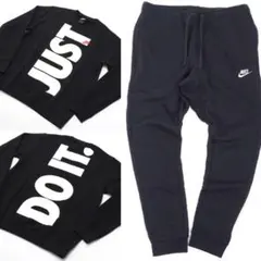 NIKE.セットアップ.黒.M／クルーネック&ジョガーパンツ