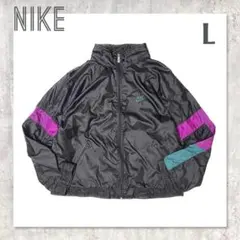 90s NIKE ナイキ刺繍ロゴナイロントラックジャケットトリコカラー