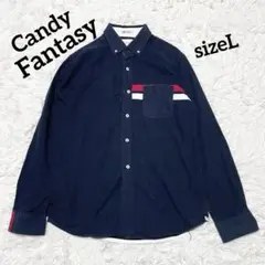 ✨美品✨Candy Fantasy ネイビー ボタンダウンシャツ　サイズL