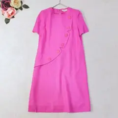 希少✨ピエールカルダン ヴィンテージ ロゴボタン ワンピース ピンク 9号のサムネイル